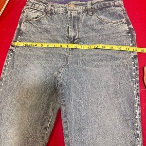 Kensie High Rise Blue Jeans - rhinestone studded.